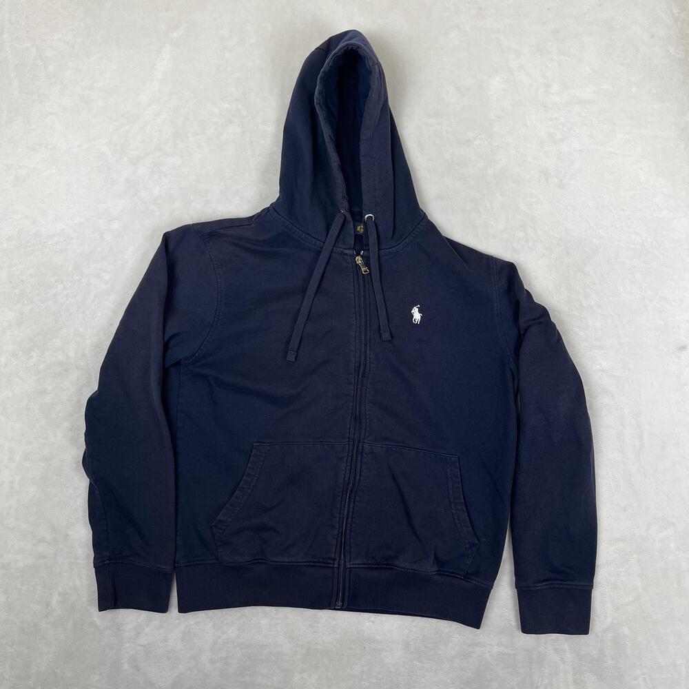Polo Ralph Lauren Hoodie Youth 3XL Blue Full Zip Fleece Sweatshirt Pony Logo